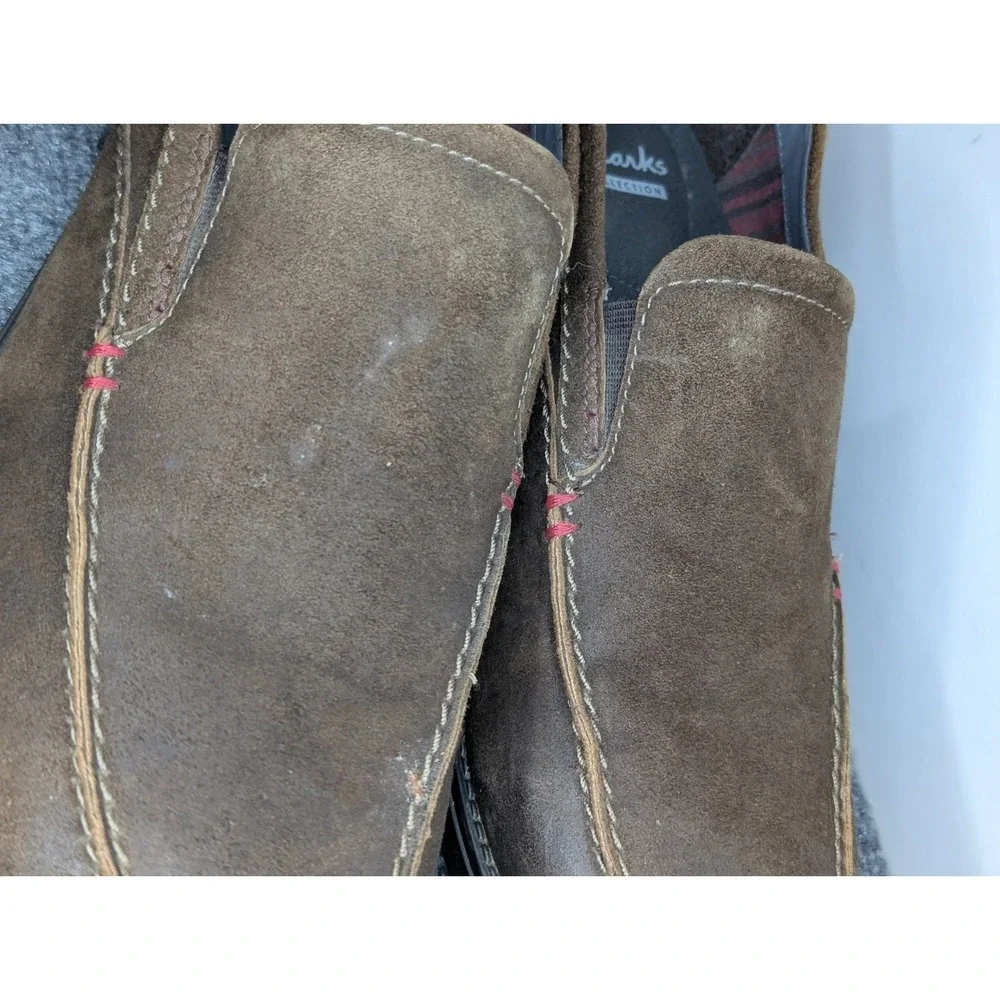 Clarks Collection Men's Size‎ 10.5 Soft Cushion W/ Ortholite Loafers Brown Suede